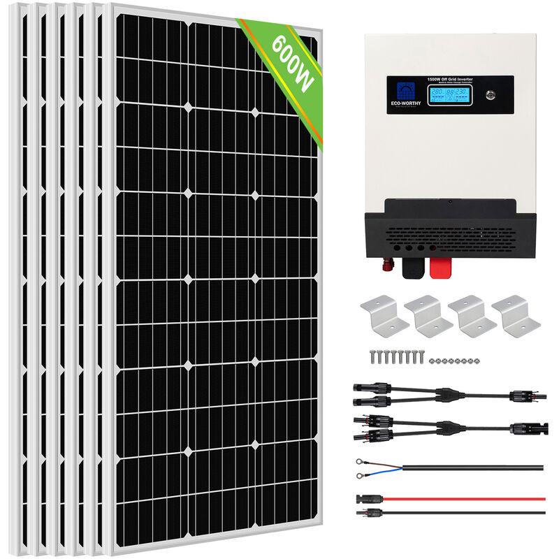 

Kit de panel solar 600W Kit de inversor de carga solar de onda sinusoidal pura para casa de cabaña - Eco-worthy