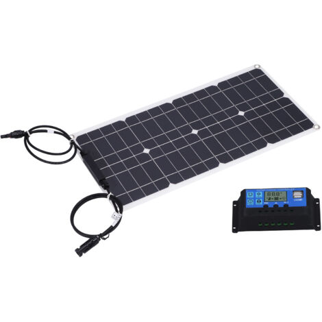 Kit de panel solar monocristalino: panel fotovoltaico de 25 W con controlador de carga de 30 A para autocaravanas.
