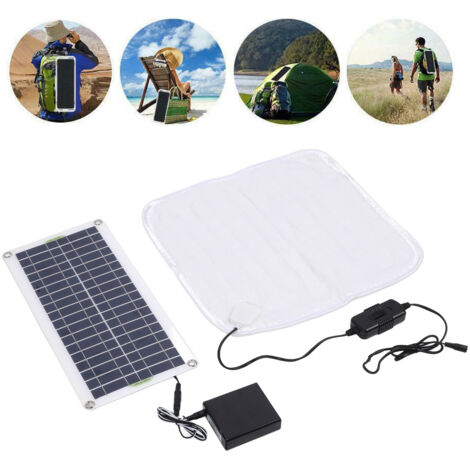 [Kit de panel solar portátil] [50W] [Carga rápida] Panel solar portátil de 50W con cubierta eléctrica de 20W y 12V y compartimento para batería para acampar y hacer senderismo.