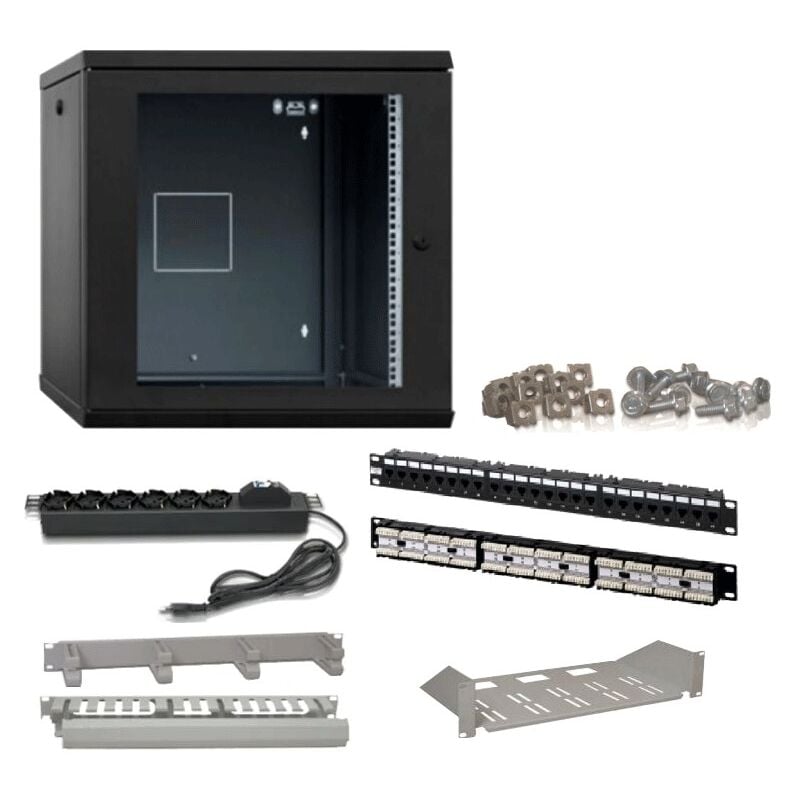 Item - Kit de panneau Rack 6 unités CAT6 utp avec Panel 24 ports 10001