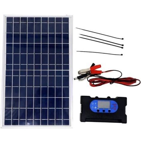 Kit de panneau solaire 10 W, avec contrôleur et pinces crocodile, parfait pour les besoins d'alimentation 12 V/18 V, protection étanche IP65 pour camping-car (contrôleur 40 A)