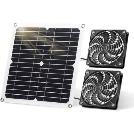Kit de panneau solaire 12 W - Ventilateur d'échappement pour poulailler et serre - Dissipation de la chaleur (double ventilateur)