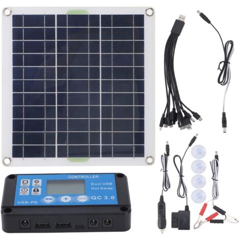 Kit de Panneau Solaire  200 W, Production D'énergie Solaire Efficace, Polyvalent et Portable, Plusieurs Options de Charge, Prise OBD de Contrôleur Bleu, Charge Rapide pour