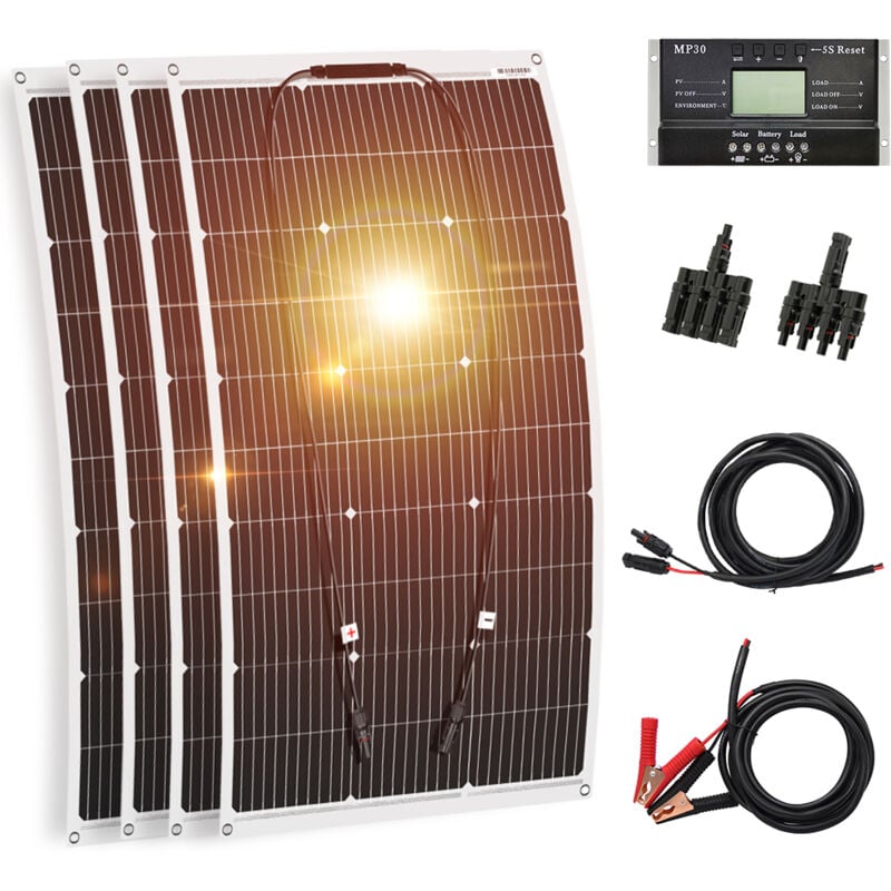 Kit de panneau solaire 400W Panneau solaire monocristallin semi-flexible pour maison/VR/batterie/bateau - Dokio