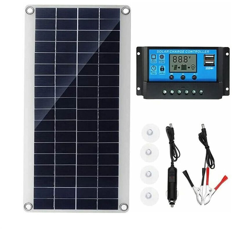Kit de Panneau Solaire - 300W - 12V - Chargeur de Batterie Kit avec régulateur de Charge Solaire 20A - Pour Camping-Car, Yacht, extérieur, Jardin,