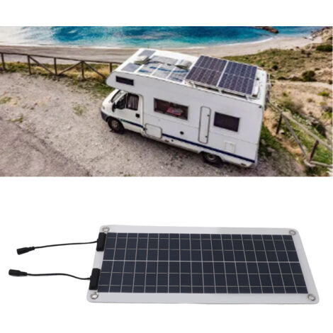 Kit de Panneau Solaire 30W Dual Output avec Contrôleur MPPT Bleu Imperméable et Connecteurs OBD pour RV/Voiture/Bateau - Monocristal ABS