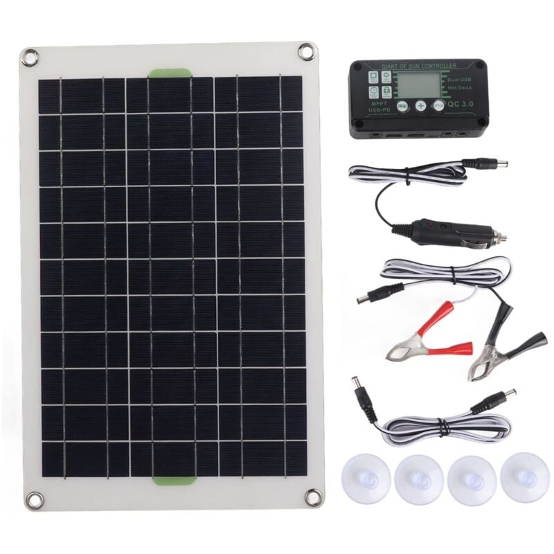 Kit de Panneau Solaire 50 w, Panneau Solaire Monocristallin Haute efficacité 12 V/24 v avec Contrôleur 30 a Kit de Charge D'entretien de Panneau