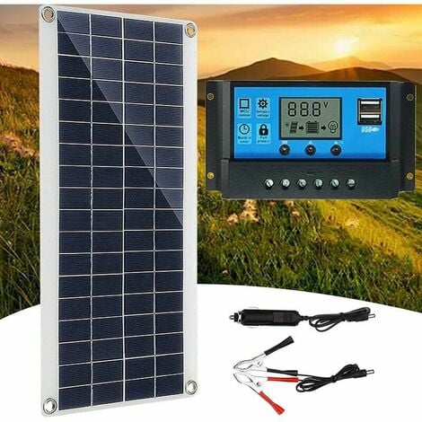 SHINING HOUSE Kit de Panneau Solaire, Chargeur de Batterie Kit avec régulateur de Charge Solaire pour Camping-Car, Yacht, extérieur, Jardin, éclairage