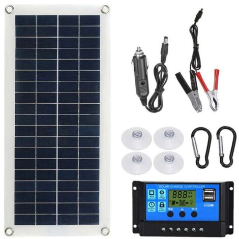 Kit de panneau solaire Flexible Portable 20W, commutateur 12V, carte d'interface de charge USB avec contrôleur 300W, cellules étanches pour téléphone, camping-car, voiture