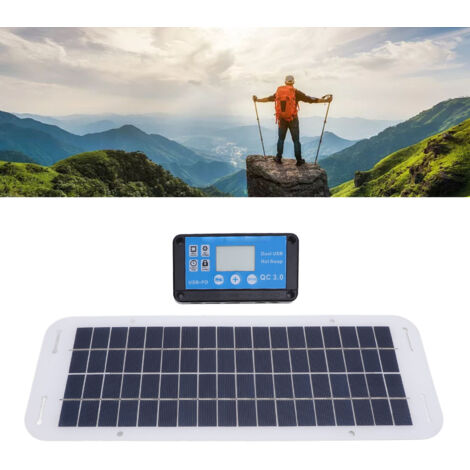 Kit de Panneau Solaire - Kit Panneau Solaire 30W Polycristallin avec Contrôleur de Charge 100A Bleu 18V pour Voiture et Activités Outdoor