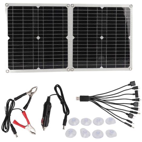 Kit de panneau solaire monocristallin pliable USB 50 W pour recharge extérieure de téléphones portables et ordinateurs portables