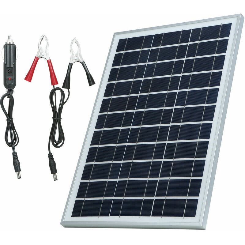 Kit de panneau solaire polycristallin haute efficacité 60 W DC5/18 V IP65 étanche avec 1 câble de sortie pince crocodile DC/1 chargeur de voiture