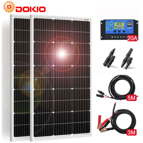 Kit de panneaux solaires mono 200W 12V – Installation facile pour maison, camping-car, bateau – Efficacité énergétique élevée