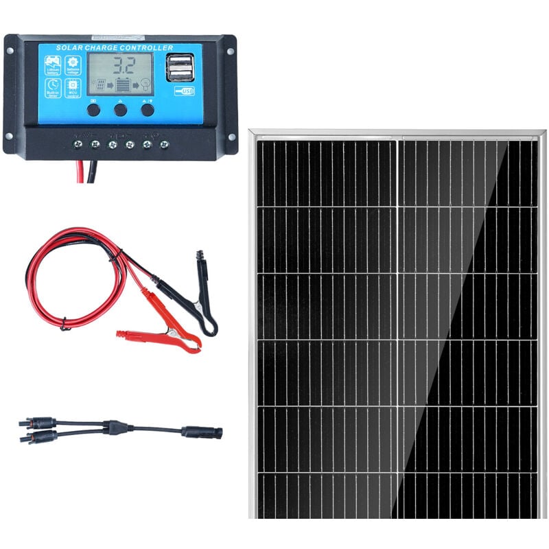 Mophorn - Kit de panneaux solaires monocristallins 200 w, 2 panneaux + contrôleur, efficacité de 23 %, étanchéité IP68 pour camping-car, bateau,