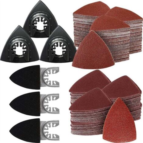 Kit de Patins PonçAge pour Outils Oscillants 156 PièCes, 3 Triangulaires et à Doigts, 150 PièCes Papier Verre