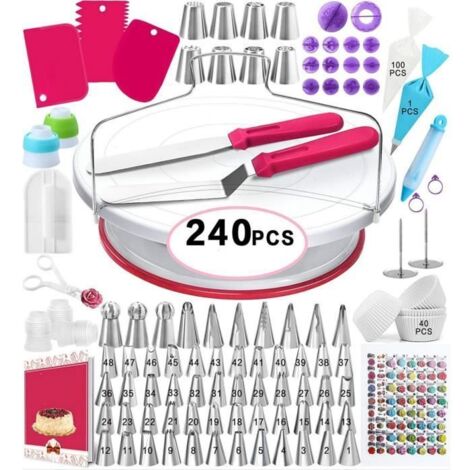 Kit de Pâtisserie - Professionnel - Plateau Tournant - Antidérapant - Plastique ABS - 240Pcs