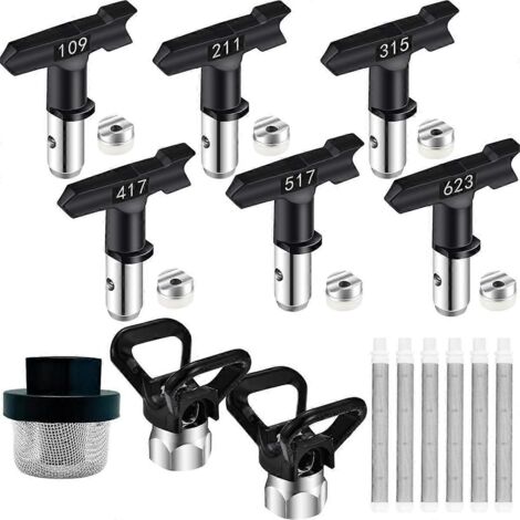 Kit de peinture 15 pièces : 6 embouts, 6 filtres, 1 passoire, 2 protections de buse