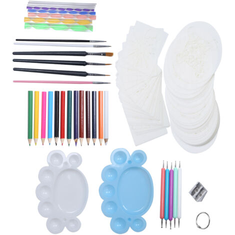 Kit de Peinture DIY avec Pochoirs Mandala et Outils à Pointiller, Sac de Rangement Bleu pour Cadeau Artisanal