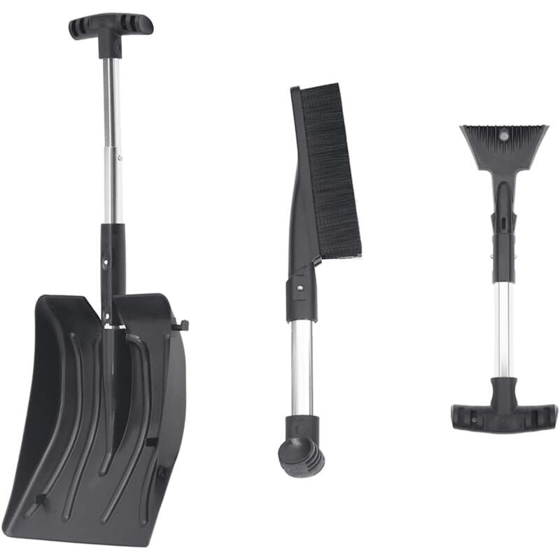 Vidaxl - Kit de pelle à neige 3 en 1 noir aluminium
