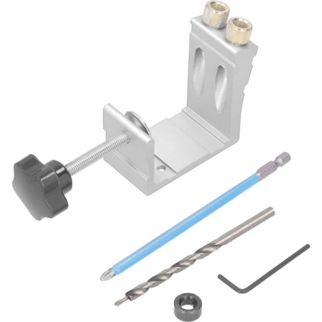 [Kit de perçage oblique] + [Modèle 15°] + [Guide de perçage pour fixation invisible en bois, 5 pièces en fer] + 7,5x4x8,5cm + Gris