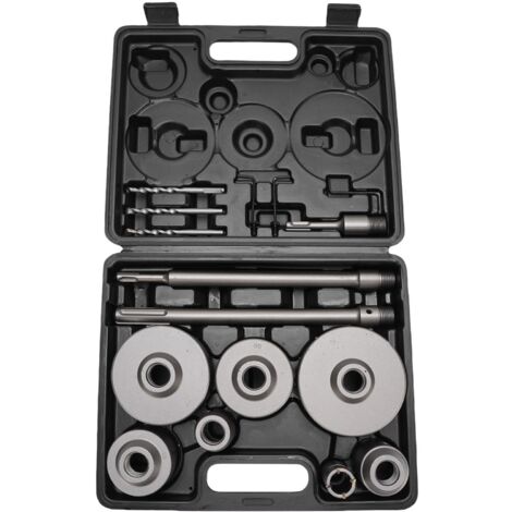Kit de perçage pour béton, brique et ciment (7 scies cloches et 3 tiges de connexion, diamètres 30-110 mm) avec marteau perforateur électrique