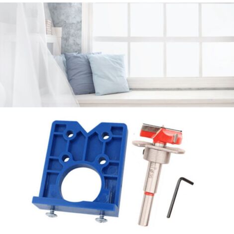 Kit de Perçage pour Charnières Invisibles 35mm avec Gabarit et Fraise en Alliage pour Meuble
