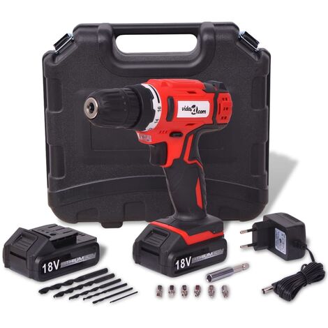 Kit de perceuse-visseuse sans fil avec batteries Li-ion 18 V