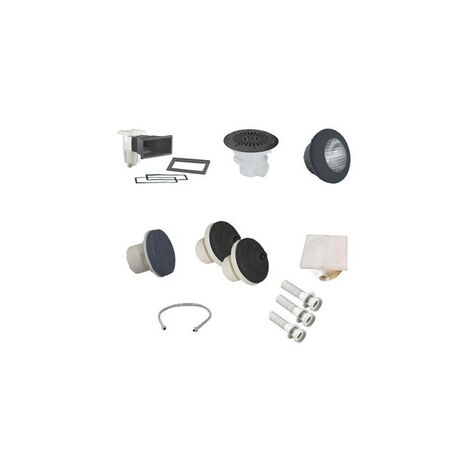 Kit de pièces à sceller gris anthracite pour piscines béton jusqu'à 8x4m