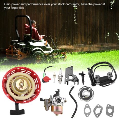 Kit de piezas de motor para cortacésped: filtro de aire, bujía, bobina y carburador. Compatible con Honda GX160 y GX200.
