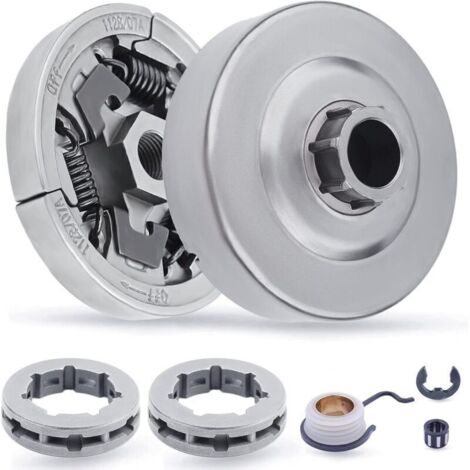 Kit de Pignon et Embrayage pour Tronconneuse STIHL MS441 MS440 MS460 MS362 MS361 044 046, 7-Dents Pignon + 3/8" Pignon + Embrayage + Engrenage + Roulement + E-clip Pièces 7 en 1-Crezuo