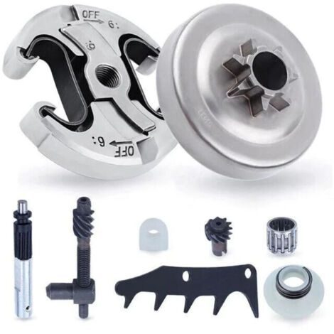 Kit de Pignon pour Husqvarna 445 445II 450 450II Tronçonneuse, 325 Pignon (7 dents) avec Embrayage + Griffe + Pompe à Huile + Roulement Pièces de Rechange Accessoire