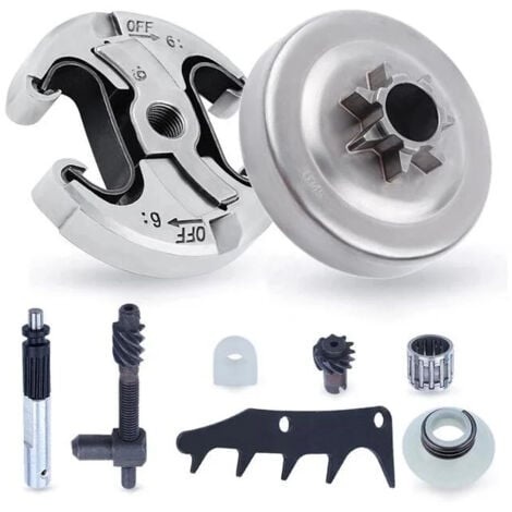 YOZHIQU Kit de Pignon pour Husqvarna 445 445II 450 450II Tronçonneuse, ADEFOL .325 Pignon (7 dents) avec Embrayage + Griffe + Pompe à Huile + Roulement Pièces de Rechange Accessoire