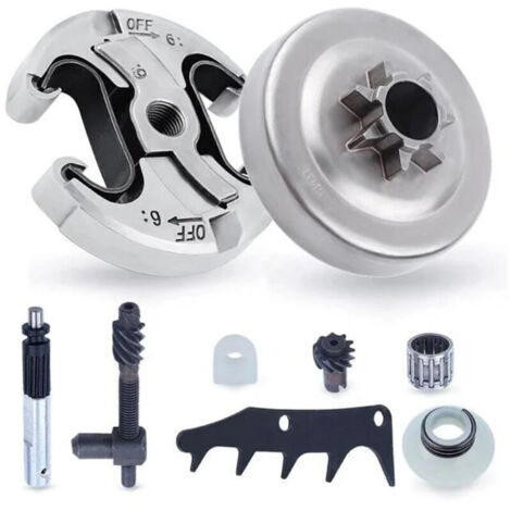 Kit de Pignon pour Husqvarna 445 445II 450 450II Tronçonneuse, ADEFOL .325 Pignon (7 dents) avec Embrayage + Griffe + Pompe à Huile + Roulement Pièces de Rechange Accessoire