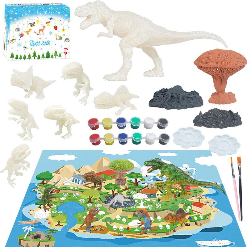 

Kit de pintura de huevos de dinosaurio con soporte para huevos Huevos de Pascua para ninos Alfombrilla de juego para colorear Suministros de arte y