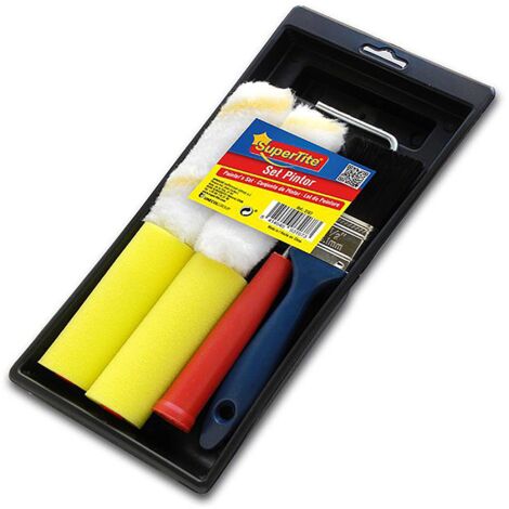 Kit de pintura Supertite con bandeja, rodillo y 4 recargas de 10 cm