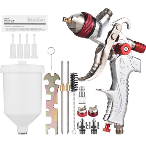 Kit de pistola de pintura HVLP,Pistola de pulverización de aire de alimentación por gravedad,con vaso de 600ml Boquillas de 1.4/1.7/2.0mm,para pintar coches Muebles Pared