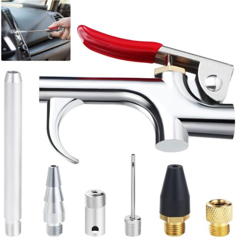 Kit de Pistolet à Air avec 6 Buses Interchangeables,Tools Kit Pistolet de Soufflage Pneumatique,Soufflette Compresseur à Air,Soufflette à Air Comprimé