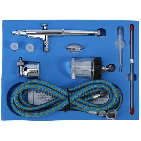 Kit de pistolet à peinture aérographe double action avec aiguilles 0.2mm, 0.3mm, 0.5mm pour art et maquette