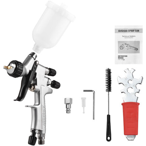 Kit de pistolet à peinture HVLP 1,0 mm avec godet de 250 ml, alimentation par air, mini-pistolet à peinture portable à 360 degrés pour la réparation automobile