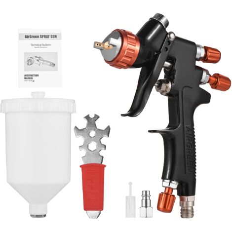Kit de pistolet à peinture pneumatique HVLP, calibre 1,3 mm, réglable, pour la réparation automobile, avec pot en plastique de 600 ml