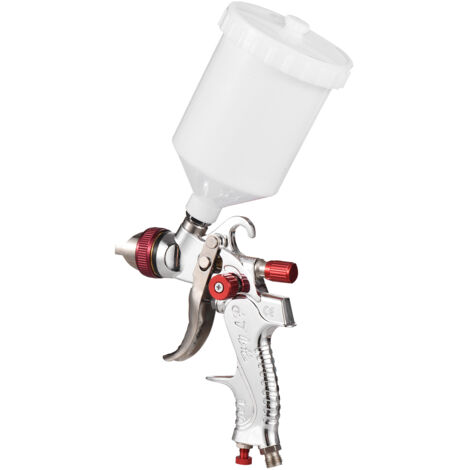 Kit de pistolet de peinture HVLP avec alimentation en air – Mini-pulvérisateur – Pistolet à peinture avec godet de 600 ml et buses de 1,4/1,7/2,0 mm pour la peinture de voitures, de meubles et de murs