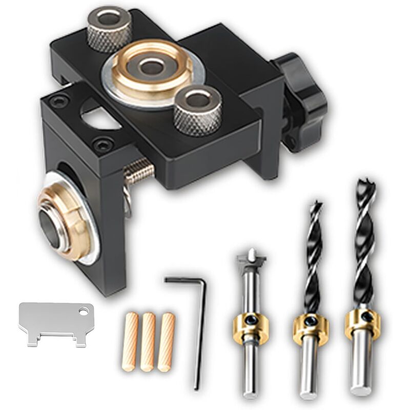 Kit de plantilla para taladrar madera 3 en 1, plantilla para agujeros de bolsillo de 8/10/15 mm con guía de broca ajustable y clip de