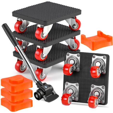 Kit de plataforma rodante para mudanzas de muebles de alta resistencia con 4 ruedas giratorias de 360° y elevador de muebles, carga máxima de 500 kg, kit de transporte rodante para muebles y objetos p