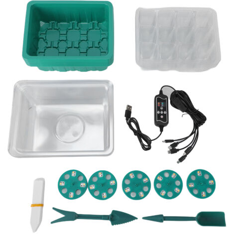 Kit de plateau de germination de plantes à 12 cellules, démarreur avec 8 lampes de culture LED pour le jardinage intérieur.