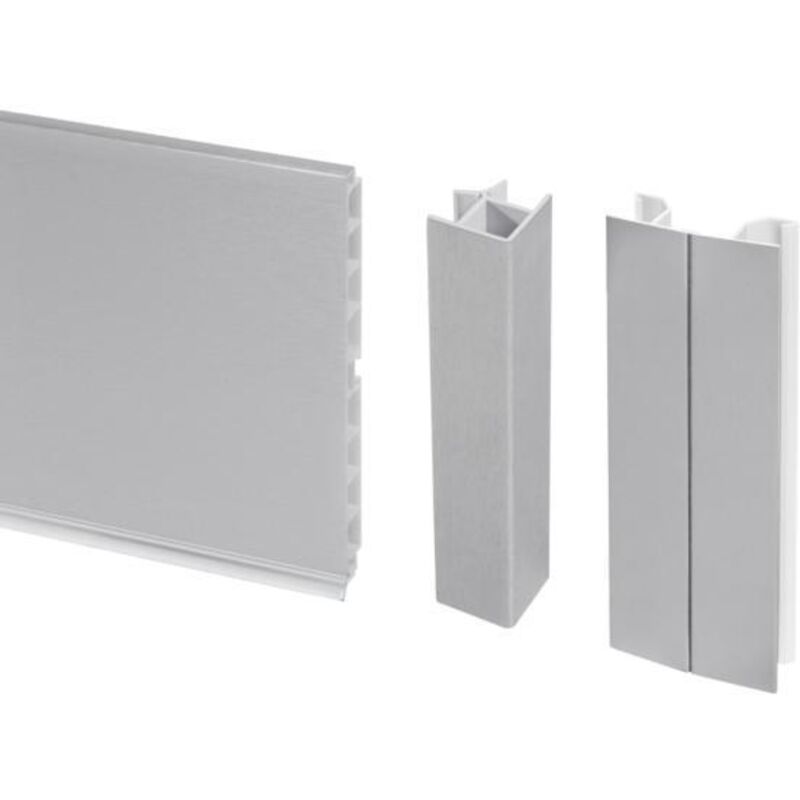 Emuca - Lot de 2 plinthes de cuisine Plasline avec raccords, hauteur 150mm, 2 profils longueur 2.35m, Plastique, anodisé satiné