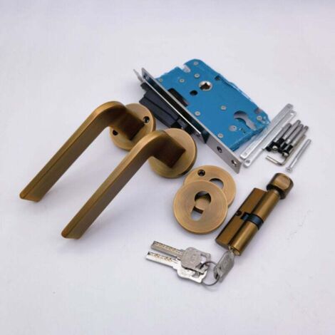 Kit De Poignée De Porte Pour Serrure À Garnitures 72 Gauche, Droite Et Gauche, Garniture De Poignée De Porte En Aluminium Acier Galvanisé H573