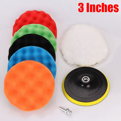 Kit de polissage auto-adhésif pour voiture, 8 pièces, éponge de polissage, tampon de polissage pour roues en laine pour polisseuse de voiture, adaptateur de perceuse, nettoyage des détails,Incolore