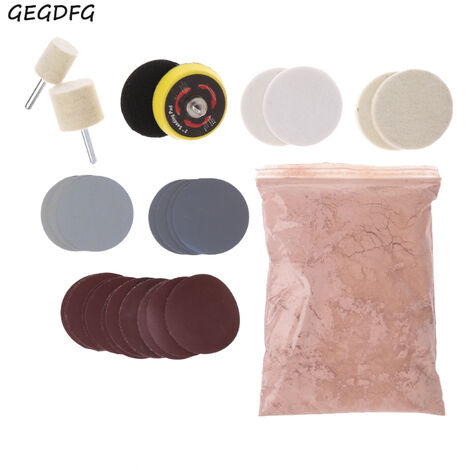 Kit de polissage de verre de voiture, 34 pièces, dissolvant de rayures profondes, 8 OZ, oxyde de cérium et roue de 2 pouces