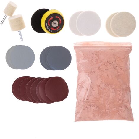 Kit de polissage de verre de voiture, 34 pièces, dissolvant de rayures profondes, 8 OZ, oxyde de cérium et roue de 2 pouces