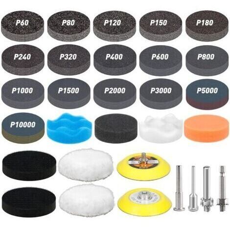 Kit de polissage de voiture Lot de 174 tampons de polissage for polisseuses de voiture et polissage, assortiment de mousse éponge for perceuse